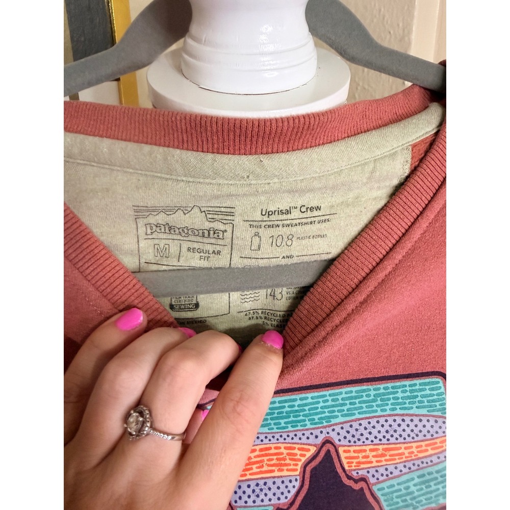 Patagonia Uprisal Crew Sweatshirt Womens Medium Pink Fitz Roy Graphic Pullover - Picture 3 of 3